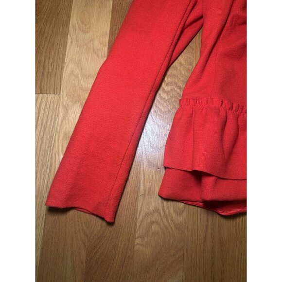 Red Ruffled Snap Button Blazer Size L - Picture 7 of 9